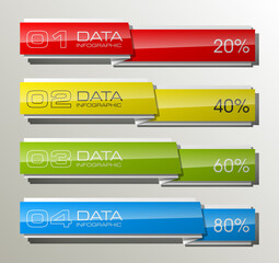 Fototapete - Graphic composition for your business presentations. Four glossy strip for your annotations. Four full-color sticker for registration of business proposals. Infographics design. Vector Illustration