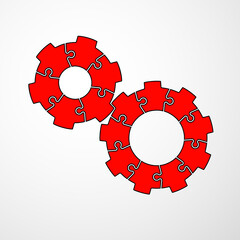 Aufkleber - Abstract background made from cogwheel puzzle pieces and place for your content. Cogwheels made of puzzle pieces. Busines presentation banner