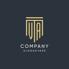 VA monogram with modern and luxury shield shape design style