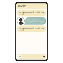 Wall Mural - chatbot window. user interface of application with online dialogue. conversation with a robot assist