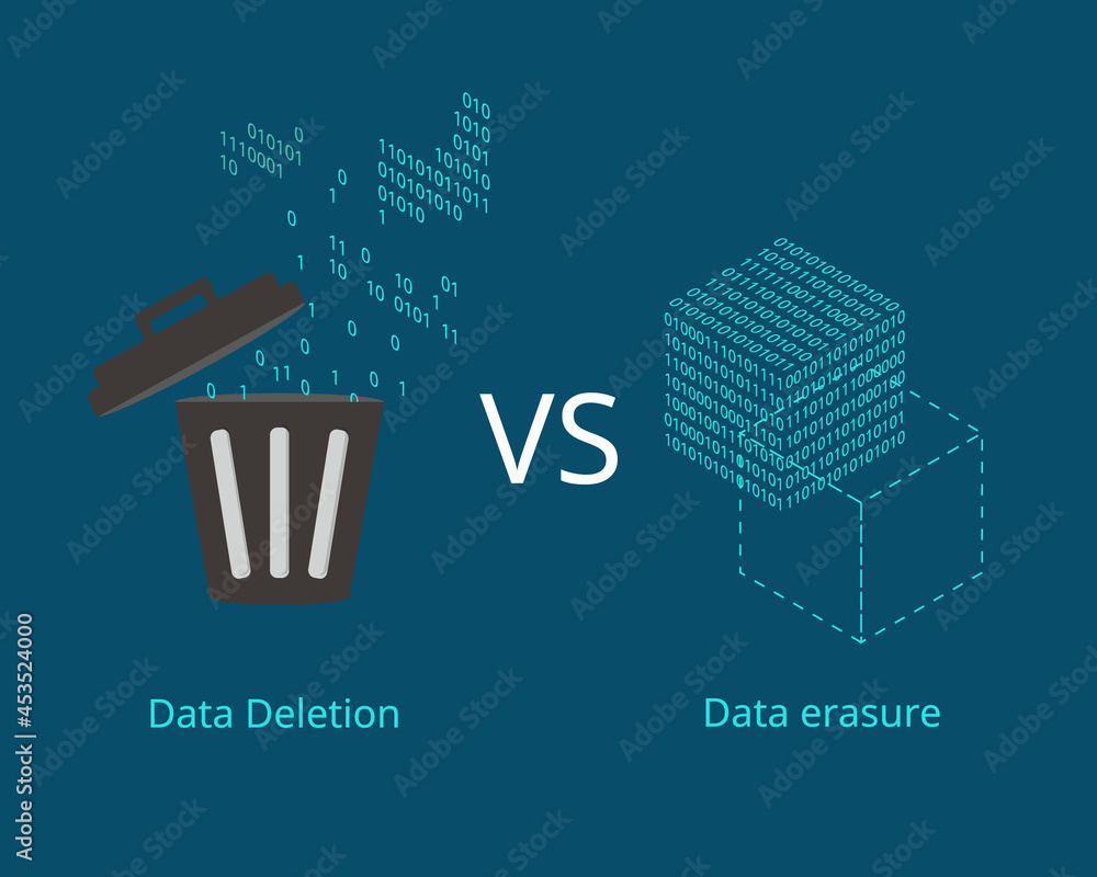 comparison of data deletion and data erasure Stock Vector | Adobe Stock