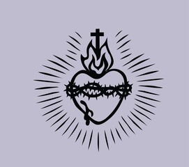 Sticker - Heart Jesus Icon, art vector design