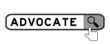 © bankrx - Search banner in word advocate with hand over magnifier icon on white background