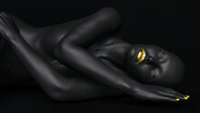 Upper Body Of A Black Female Figure Lying Down (3D Illustration)