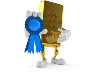 Sticker - Gold ingot character with award ribbon