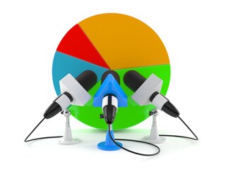 Wall Mural - Pie chart with interview microphones