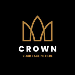 Crown line logo design template. Stock vector illustration.