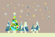 © kano ikuko - クリスマスのツリーと星空のイラスト