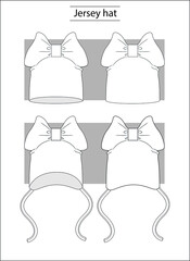 Canvas Print - Jersey hat with big bow for girls technical scketch.