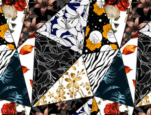 Seamless Patchwork Pattern. Floral Background