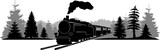 Fototapeta Las - Railroad Steam Locomotive Vector silhouette