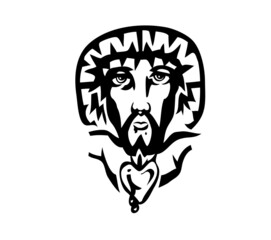 Wall Mural - The face of the Lord Jesus on the Cross, art vector design
