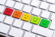 Rating feedback emotions on keyboard, unsatisfied to satisfied
