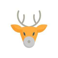 Reindeer vector icon. Head animal at front view for traditional festive to help santa claus deliver gifts on christmas eve in winter season. Also for decoration in merry christmas, happy new year.