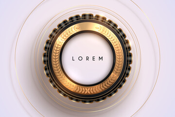 Wall Mural - black white and gold circle frame
