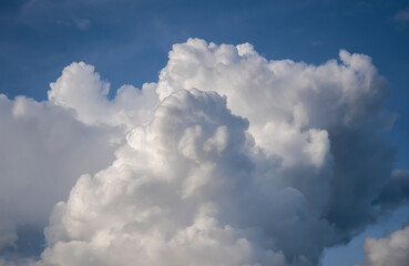 Sticker - blue sky with large beautiful air clouds floating in weightlessness. High quality photo