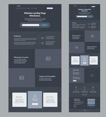 Wall Mural - website template design for business. dark landing page site wireframe. modern and responsive layout