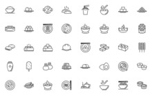 Set Of Chinese Food Thin Line Icons
