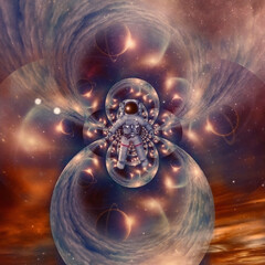Wall Mural - astronaut hovers in surreal space