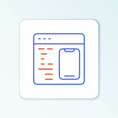 Line Software, web developer programming code icon isolated on white background. Javascript computer script random parts of program code. Colorful outline concept. Vector