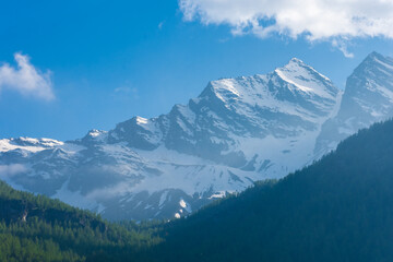 Landscape of the snowy Levanne Mountain at the border between Italy and France