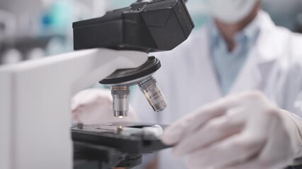 Wall Mural - scientist using microscope for study research in science laboratory, scientific medicine equipment t