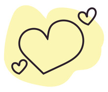 Three Yellow Hearts, Icon Illustration, Vector On White Background
