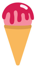 Poster - Strawberry ice cream, icon illustration, vector on white background