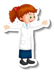 Canvas Print - Scientist girl cartoon character in standing pose