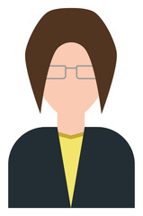 Sticker - Woman with short hair and glasses, illustration, on a white background.