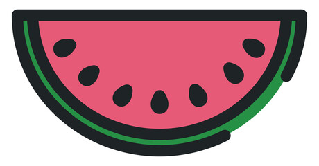 Sticker - Watermelon in half, illustration, on a white background.