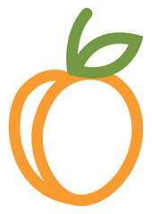 Wall Mural - Orange apricot, illustration, on a white background.