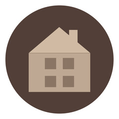 Wall Mural - Brown house with four windows, illustration, on a white background.