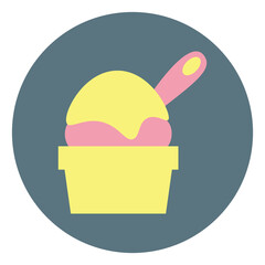 Poster - Strawberry ice cream in cup, illustration, on a white background.