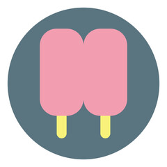 Sticker - Two strawberry ice creams on stick, illustration, on a white background.