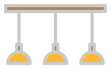 Canvas Print - Three yellow lamp on the ceiling, illustration, on a white background.