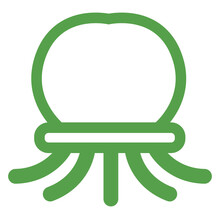 Green Jellyfish, Illustration, On A White Background.