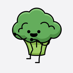 Wall Mural - Vector Illustration of Broccoli Character Mascot