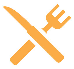 Poster - Fork and knife, illustration, on a white background.