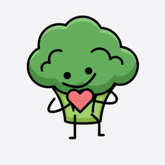 Wall Mural - Vector Illustration of Broccoli Character Mascot