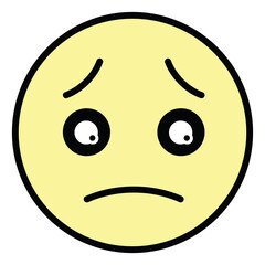 Poster - Disappointed emoji, illustration, on a white background.