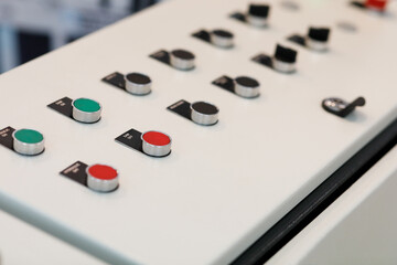 Canvas Print - pushbuttons on the control console