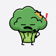 Wall Mural - Vector Illustration of Broccoli Character Mascot