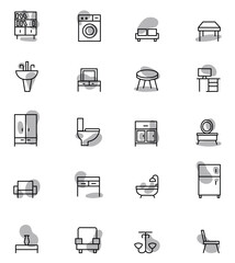 Wall Mural - Modern house furniture, illustration, on a white background.