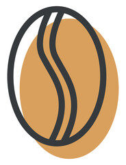 Sticker - Coffee bean, illustration, vector on a white background.