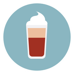 Wall Mural - Cold coffee with cream, illustration, vector on a white background.