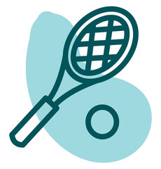 Sticker - Tennis racket and ball, illustration, vector on a white background.