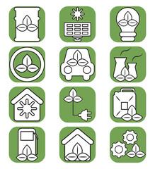 Sticker - Green technology, illustration, vector on a white background.