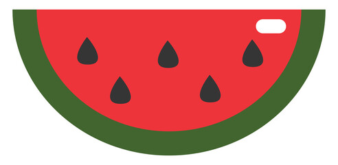 Wall Mural - Slice of watermelon, illustration, vector on a white background.