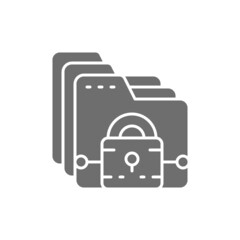 Wall Mural - Folder with lock, file protection, data security grey icon.